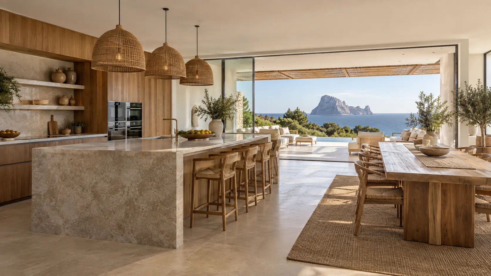 Mediterranean kitchen prepared for property presentation