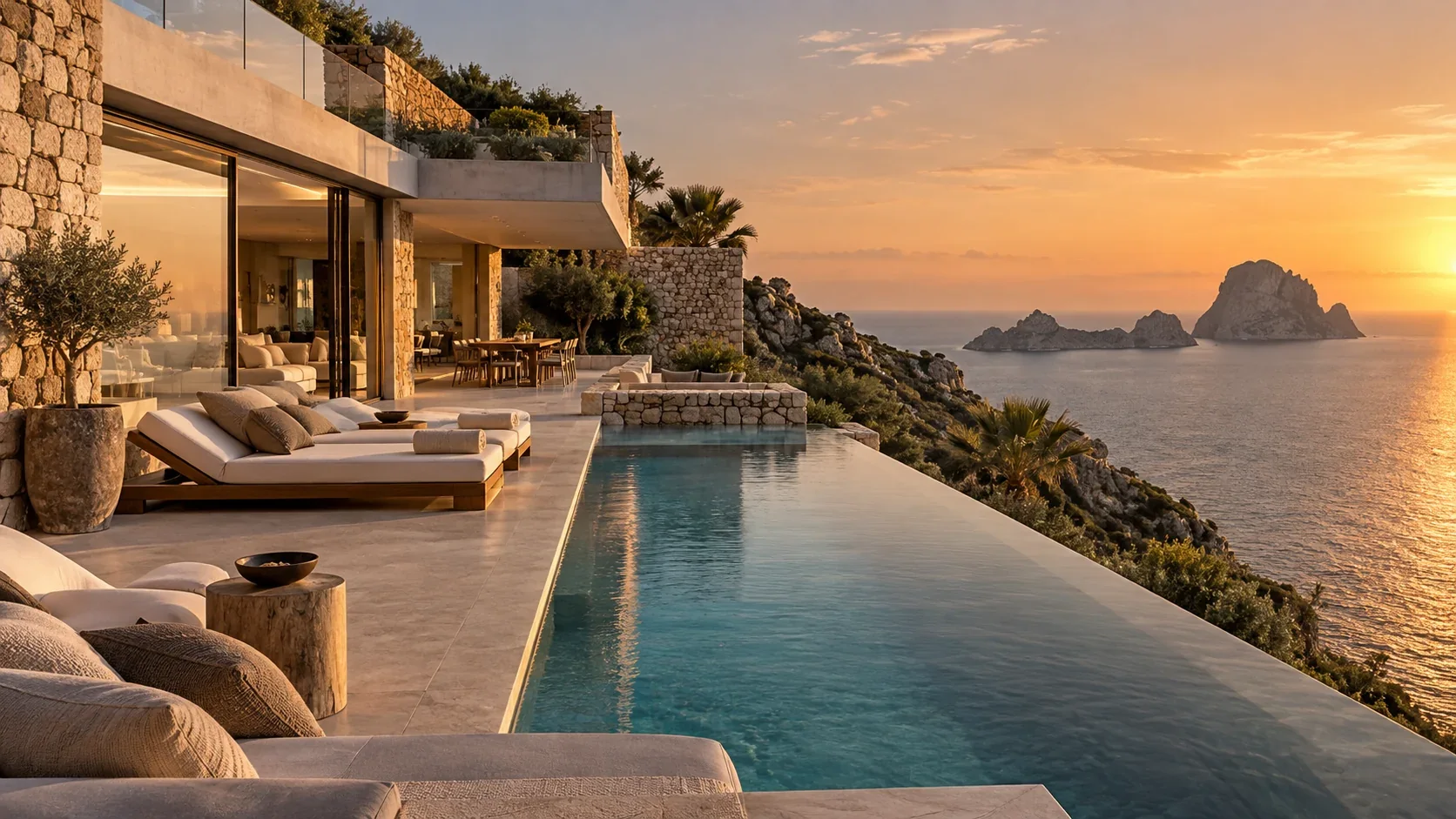Pool terrace in the evening light