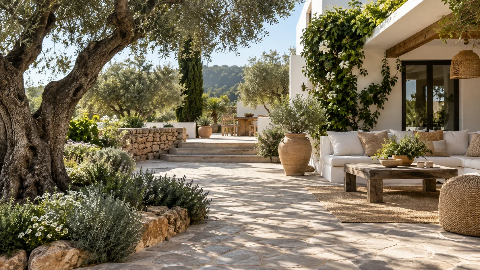 Mediterranean garden and arrival path