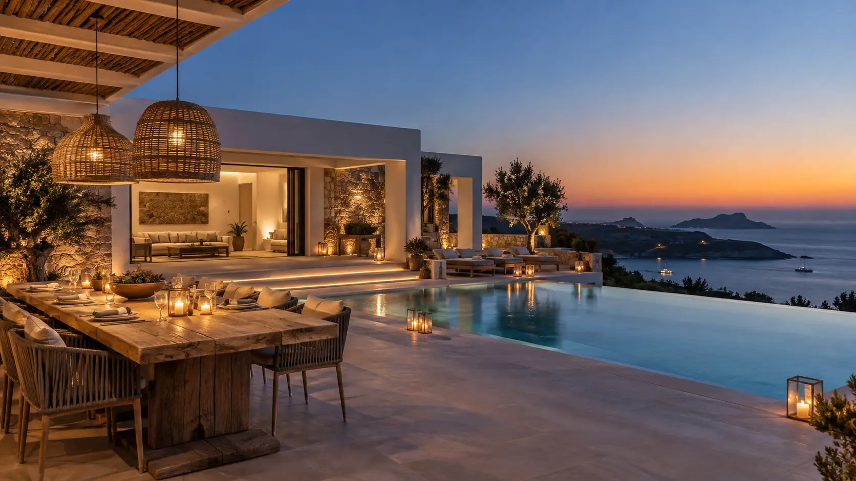 Luxury Ibiza villa at sunset
